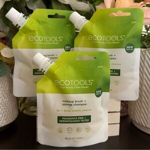 🆕🌿 ECOTOOLS MAKE-UP BRUSH & SPONGE SHAMPOO SET OF 3. FRAGRANCE FREE! BRAND NEW!